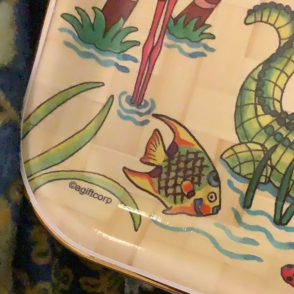 Retro Vintage Florida Souvenir Decorative Bamboo Trays set of 2 (#2)